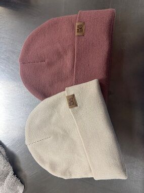 2-Pack Beanie Set - Dusty Rose & Cream